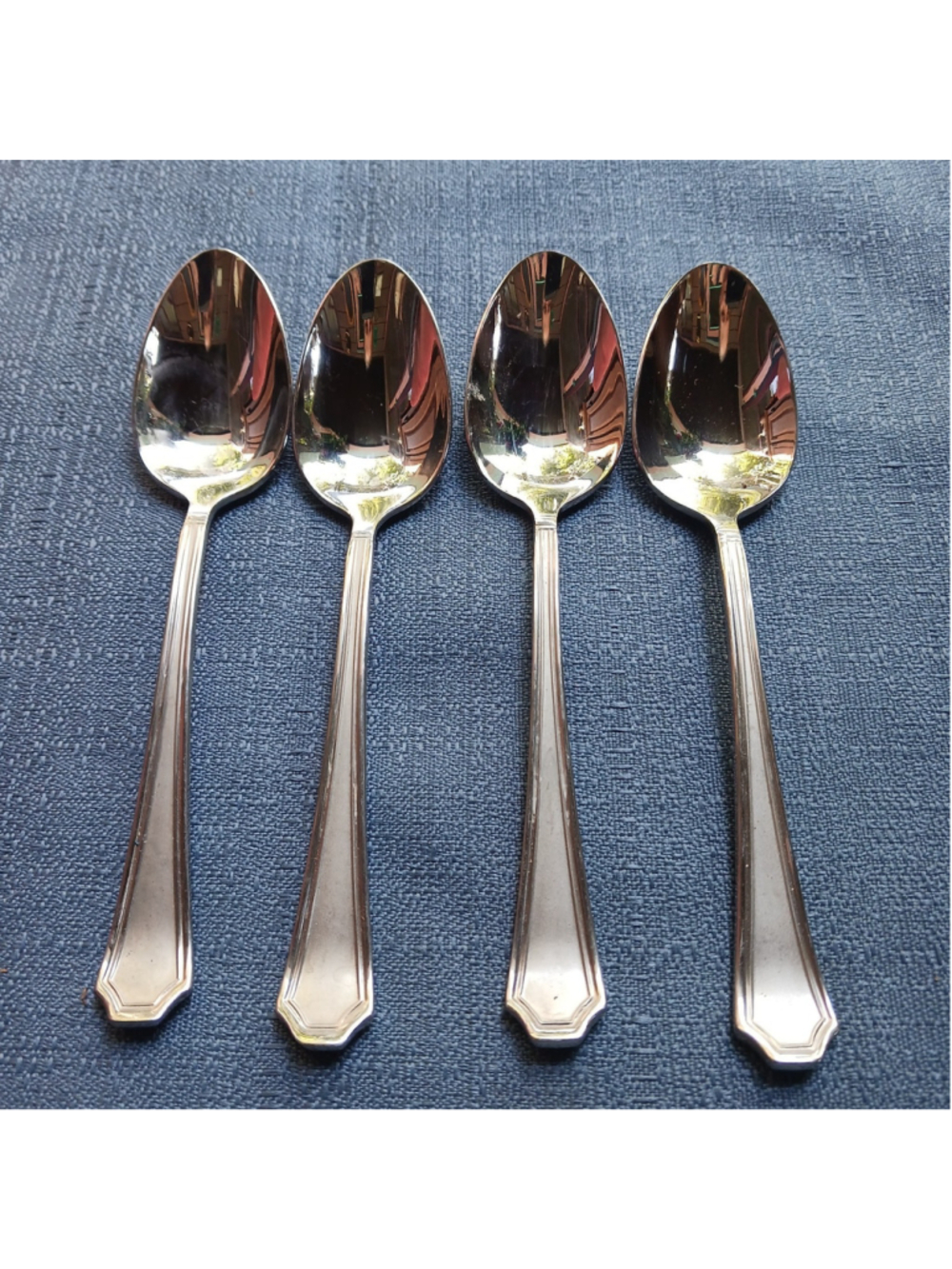 4 Mikasa 18/10 Stainless TATUM FROST Satin Center Glossy Outline TEASPOON 6 3/8"